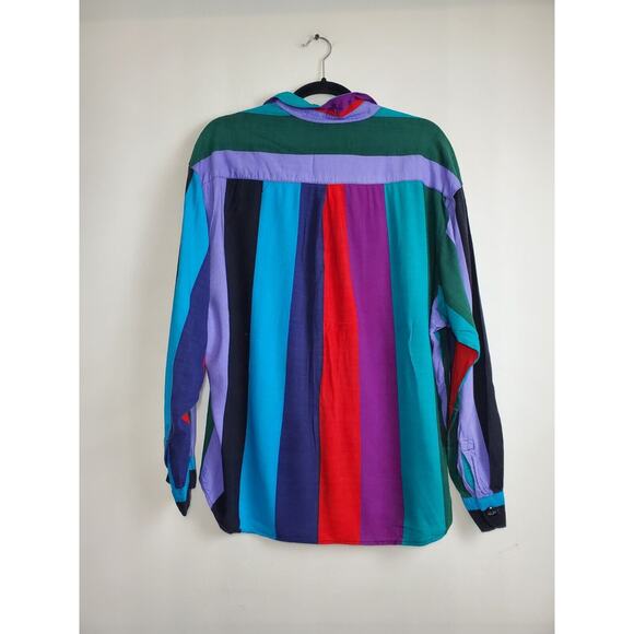 Vintage 90s‎ Z Cavaricci Womens Top Medium Long Sleeve 80s Striped Made In USA - Picture 3 of 8